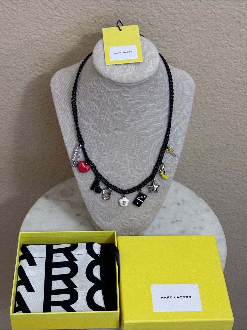 Women MARC JACOBS The collector glam grunge charms statement Necklace Gift Box